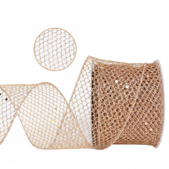 Tnarru Glitter Mesh Ribbon Easy to Shape Flexible Net Ribbon Versatile Glitter Wire Mesh Netting for Crafters, DIY Lovers, Wreath Making, Gift Wrapping