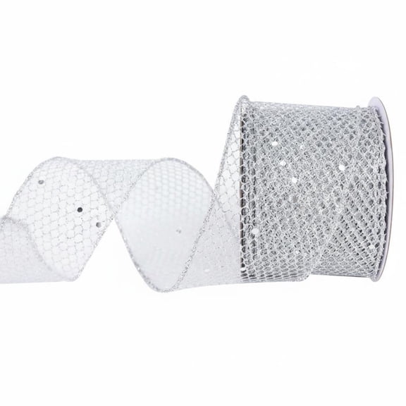 Tnarru Glitter Mesh Ribbon Easy to Shape Flexible Net Ribbon Versatile Glitter Wire Mesh Netting for Crafters, DIY Lovers, Wreath Making, Gift Wrapping