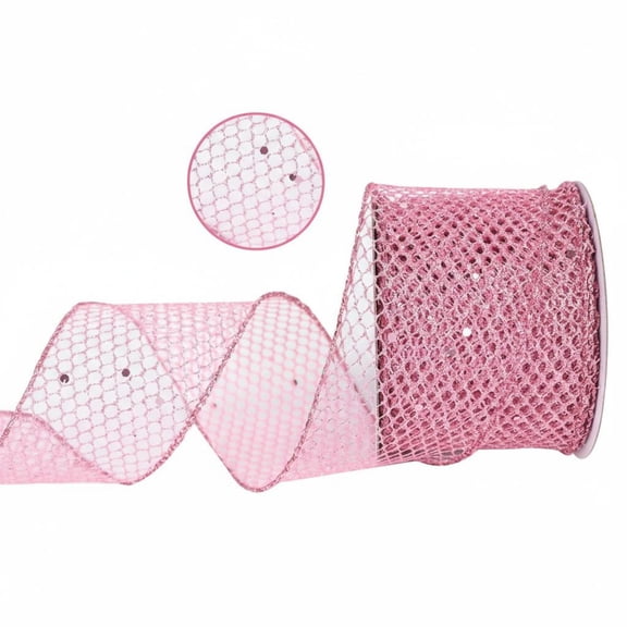 Tnarru Glitter Mesh Ribbon Easy to Shape Flexible Net Ribbon Versatile Glitter Wire Mesh Netting for Crafters, DIY Lovers, Wreath Making, Gift Wrapping