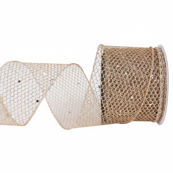Tnarru Glitter Mesh Ribbon Easy to Shape Flexible Net Ribbon Versatile Glitter Wire Mesh Netting for Crafters, DIY Lovers, Wreath Making, Gift Wrapping
