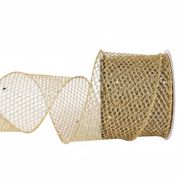 Tnarru Glitter Mesh Ribbon Easy to Shape Flexible Net Ribbon Versatile Glitter Wire Mesh Netting for Crafters, DIY Lovers, Wreath Making, Gift Wrapping