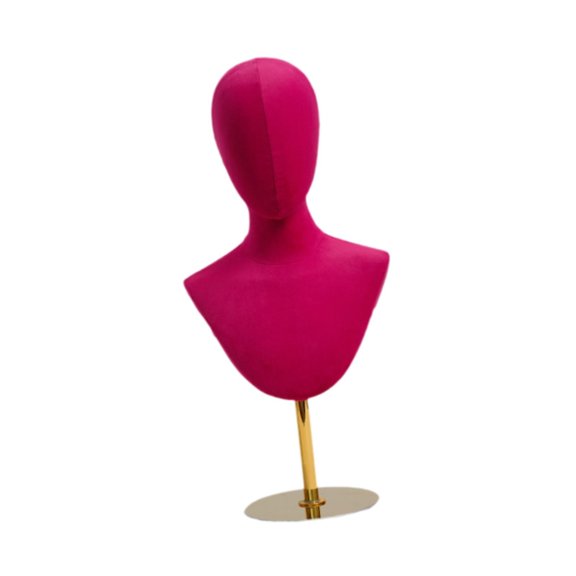 Tnarru Hat Display Stand Freestanding Flannel Metal Mannequin Head Model Adjustable Wig Holder Multipurpose Necklace Stand Suitable for Shops Malls Counters Rose Red