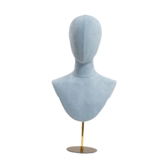 Tnarru Hat Display Stand Freestanding Flannel Metal Mannequin Head Model Adjustable Wig Holder Multipurpose Necklace Stand Suitable for Shops Malls Counters Blue