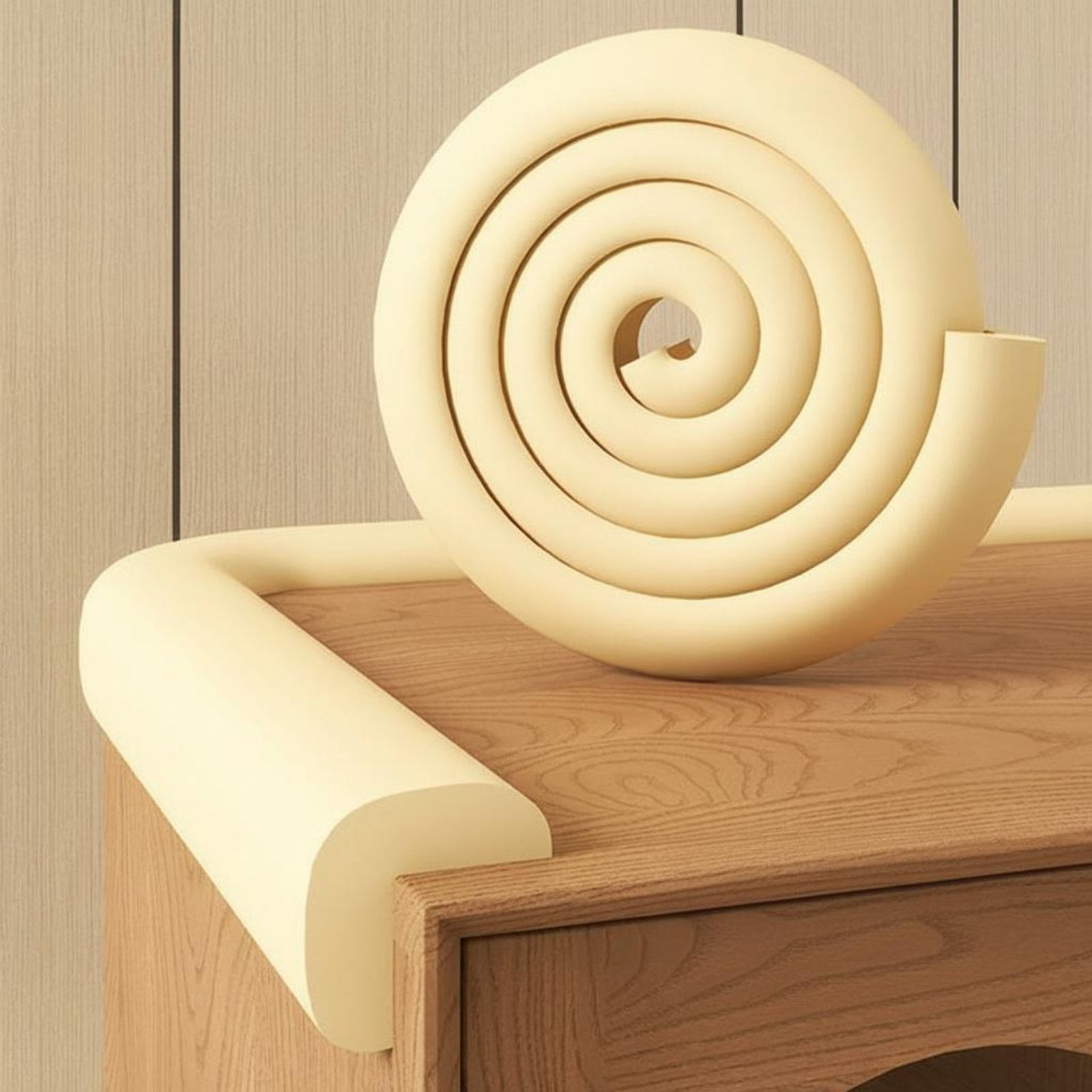 Tnarru Infant Edge Protector, NBR Foam Corner Guard, L-Shaped Strip Beige