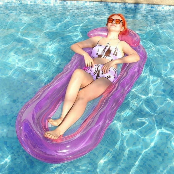 Tnarru Inflatable Pool Float Lounge Chair
PVC Water Floating Bed Wavy Transp Pink