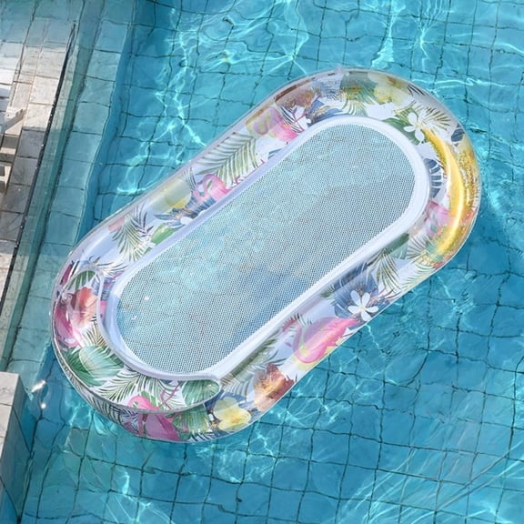 Tnarru Inflatable Pool Float Water Lounger Paddle Raft Flower Sequin
