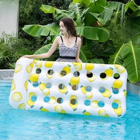 Tnarru Inflatable Pool Float Water Lounger Paddle Raft Lemon