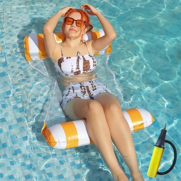 Tnarru Inflatable Pool Swing Lounge Chair, Nylon Mesh