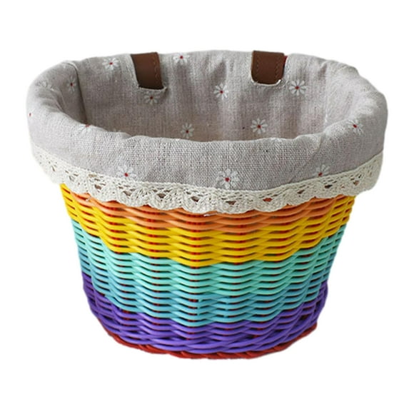 Tnarru Kids Bike Basket Accessories Bike Hanging Basket for Children Toddlers Girls Rainbow