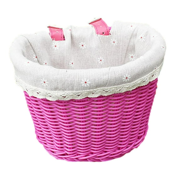 Tnarru Kids Bike Basket Accessories Bike Hanging Basket for Children Toddlers Girls Rose Red