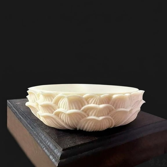 Tnarru Lotus Buddha Statue Base, Vintage Stone-Like Decor Jade White H3xW10