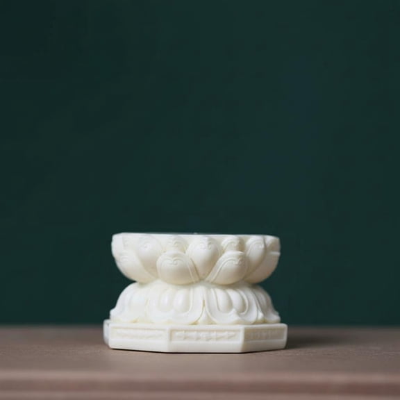 Tnarru Lotus Buddha Statue Base, Vintage Stone-Like Decor Jade White H5xW8