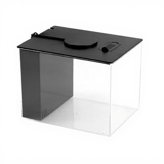 Tnarru Mini Desktop Betta Fish Tank with Side Purifier, Quiet LED Black