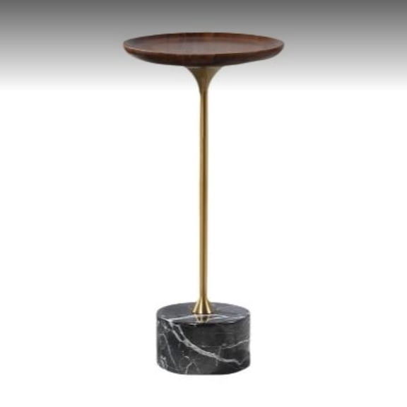 Tnarru Mini Nordic Wood Side Table, Marble Base, Sofa End Table Black Marble