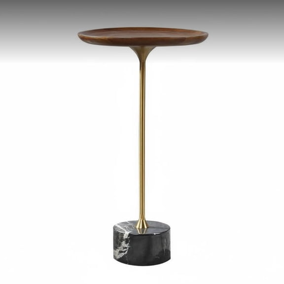Tnarru Mini Nordic Wood Side Table, Marble Base, Sofa End Table Black Marble