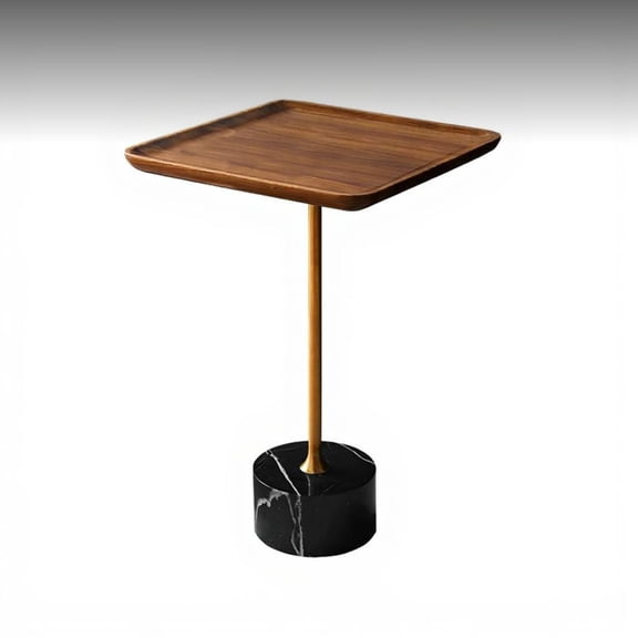 Tnarru Mini Nordic Wood Side Table, Marble Base, Sofa End Table