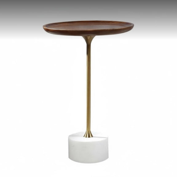 Tnarru Mini Nordic Wood Side Table, Marble Base, Sofa End Table