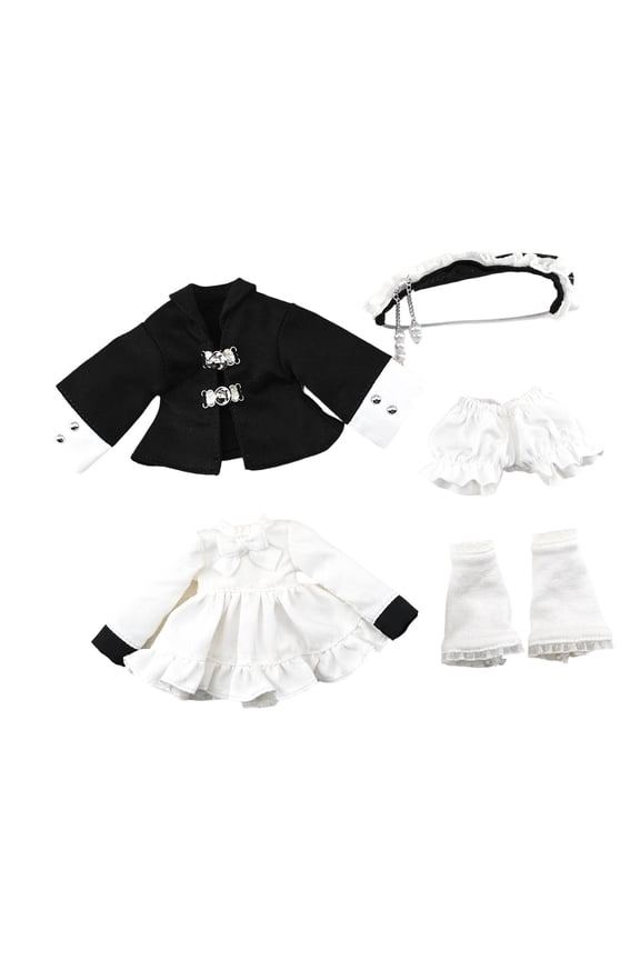 Miniature Figure Dress 5 Pieces BJD Doll Clothes Dress Up Outfit Fashion Accessory Costume Durability Easy to Wear Practical Fabric Suitable for Doll Lovers Collection 6cm