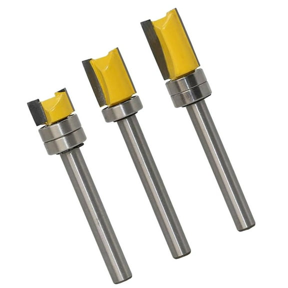 Tnarru Mortise Template Flush Trim Router Bit Milling Cutter 6mm Shank With Bearing Woodworking DIY Tools, 3 Pack