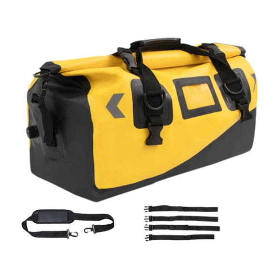 Tnarru Motorcycle Tail Bag Waterproof Saddle Bag Water Resistant with Straps Versatile Portable Rear Seat Bag Motorcycle Luggage Bag Yellow 46L