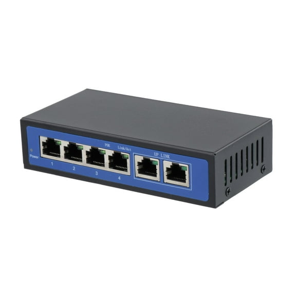 Tnarru Passive PoE Injector Switch Adapter 6 Port 802.3at 10/100Mbps Power Over Ethernet Hub with 4 PoE Ports 60W & 2 Uplink for IP Cameras