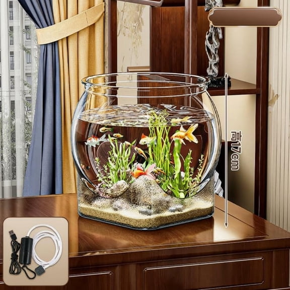 Tnarru Round PET Desktop Fish Tank, Eco-Friendly Turtle Habitat