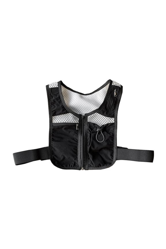 Running Vest Bag Chest Pack Wearable Waistcoat for Hiking Motorcycle Jogging Black