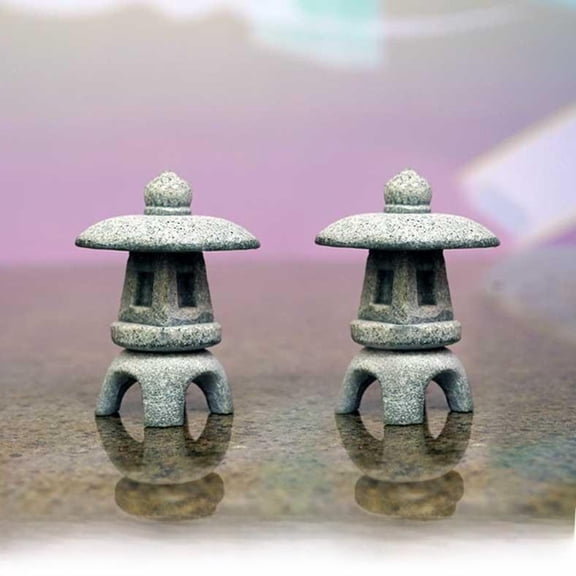Tnarru Sandstone Japanese garden lantern YukimiM 4.8x3.7cm 2p