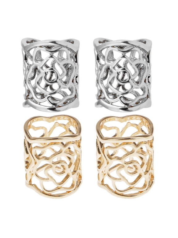 Scarf Ring For Women Scarf Buckle Clip Ring Holder Slider Rings With Carved Rose Design Durable Alloy Build Suitable for work attire travel parties gift giving