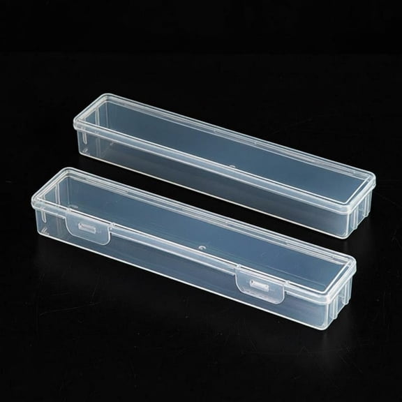 Tnarru Transparent PP Long Rectangular Storage Box Organizer 26x5.7x4.8cm 2pcs