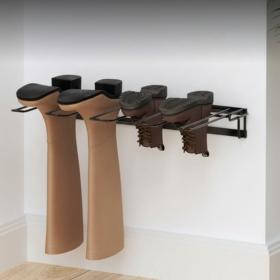 Tnarru Wall-Mounted Foldable Boot Rack, Carbon Steel, Space Saving Black 3 Pack