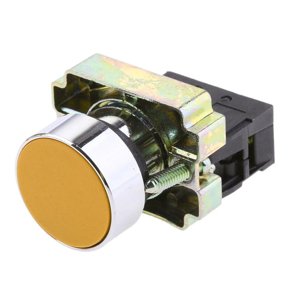Tnarru XB2-BA51 22mm Yellow Sign Ignition Momentary Push Button Switch 1 NO N/O Normally Open
