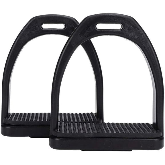 ABCISI 2PCS High Strength Stirrups, Black Engineering Plastics Stirrups with Non Slip Rubber Pad Horse Riding Tool Accessories(Big)