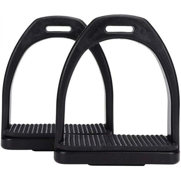 Tnfeeon 2PCS High Strength Stirrups, Black Engineering Plastics Stirrups with Non Slip Rubber Pad Horse Riding Tool Accessories(Big)
