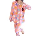 thumbnail image 1 of Tnhcen 2 Piece Lounge Womens Pajamas Sets Long Sleeve Button Down Nightwear Notch Collar Soft with Pockets Homewear M-3XL, 1 of 3