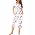 thumbnail image 1 of Tnhcen 2-Piece Soft and Breathable Short Sleeve Women's Pastel Print Summer Pajama Set Capri Pants with Pockets S-3XL, 1 of 6