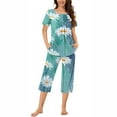 thumbnail image 1 of Tnhcen 2 Piece Women's Comfy Short Sleeve Pajama Sets Capri Pants Nightwear Homewear Set S-3XL, 1 of 6