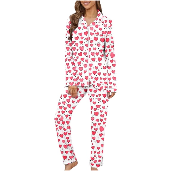 Tnhcen 2 Piece Women's Home Clothes Set Ladies Pjs Lounge Outfits V Neck Sleepwear Fall Long Sleeve Pockets Long Pants Home Clothes