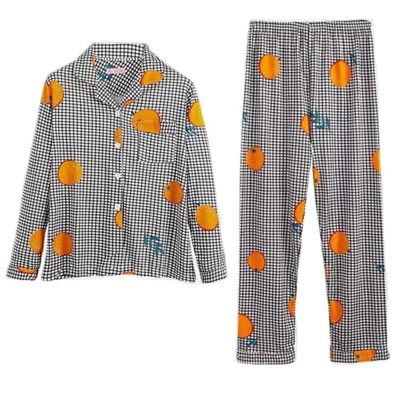 Tnhcen 2 Piece Women's Pajama Set Milk Silk With Single-Sided Sanding, Comfort Breathability Ong-Sleeve Top Nightwear