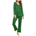 thumbnail image 1 of Tnhcen 2 Piece Women's Pajama Sets Striped Waffle Knit Lounge Set Long Sleeve Pants Homewear S-3XL, 1 of 4
