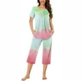 thumbnail image 1 of Tnhcen 2 Piece Women's Tie Dye Short Sleeve Lounge Pajamas Set Capri Pants with Pockets Homewear S-3XL, 1 of 6
