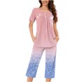 thumbnail image 1 of Tnhcen 2 Piece Women's Tie Dye Short Sleeve Lounge Pajamas Set Capri Pants with Pockets Homewear S-3XL, 1 of 6