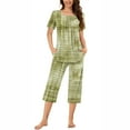 thumbnail image 1 of Tnhcen 2 Pieces Capri Pajamas Short Sleeve Pjs Sets Pleated Top Capri Pants Sleepwear Home Clothes for Women's S-3XL, 1 of 6