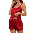 thumbnail image 1 of Tnhcen 2 Pieces Women's Sexy Silk Satin Pajama Sets Spaghetti Straps Cami Shorts and Shorts Pjs Set Fashion Sleepwear Homewear S-2XL, 1 of 9