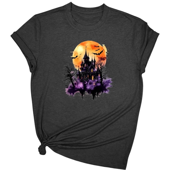 Tnhcen 2025 Women's Halloween Fashion Cotton T-Shirt - Cute Pumpkin Print Short Sleeve Basics Plus Size S-2XL Daily Casual Tops