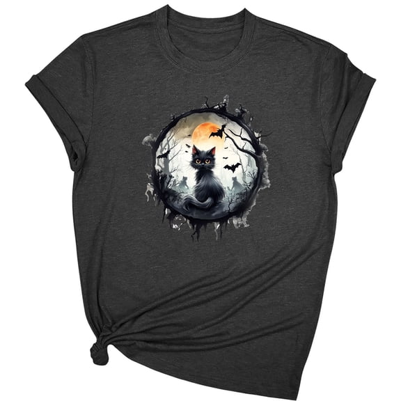 Tnhcen 2025 Women's Halloween Fashion Cotton T-Shirt - Cute Pumpkin Print Short Sleeve Basics Plus Size S-2XL Daily Casual Tops