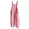 thumbnail image 1 of Tnhcen 2025 Women's Plaid Print Spaghetti Strap Jumpsuit – Bamboo Linen Casual Overalls Adjustable Bib Straps Oversized Pockets Relaxed Fit S-5XL, 1 of 5