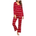 thumbnail image 1 of Tnhcen 2025 Women's Striped Sets 2 Piece Lounge Sets Pajamas Long Sleeve Tops and Pants Matching Set Homewear S-3XL, 1 of 4