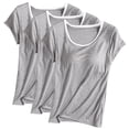 thumbnail image 1 of Tnhcen 3PC Women's Solid Color Crew Neck Short-Sleeved Top with Bra Pad Cup Home Clothes Short-Sleeved Pajamas Women's Sleepwear Nightwear Plus Size T-Shirts for Women, 1 of 2