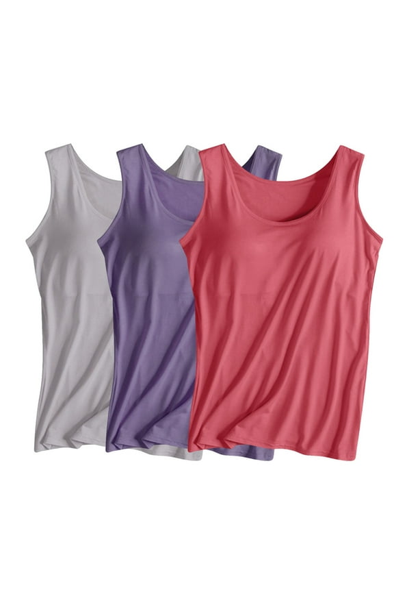 Tnhcen 3PK Women's Seamless Bra Tops Pajamas Soft Modal Blend - Pjs/Loungewear/Homewear S-4XL